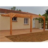 Pergolas Adossée, 650cmx400cm, Bois DOUGLAS Français, Carport-Auvent, Abri terrasse