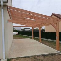 Cpbf – Abri voiture adossé en bois douglas 350x950cm – Carport mono-pente – Hauteur de passage 250cm – Fabrication française PEFC