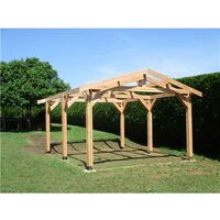 Abri Deux Pentes, 300cmx450cm, Bois DOUGLAS Français, Carport, Auvent, Abri voiture