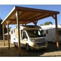 Abri Toit Plat, 550cmx650cm, Bois DOUGLAS Français, Carport, Auvent, Abri Camping-car