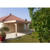 Abri Toit Plat Adossé, 450cmx750cm, Bois DOUGLAS Français, Carport, Auvent, Abri voiture