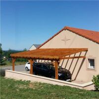 Abri Une Pente Adossé, 400cmx450cm, Bois DOUGLAS Français, Carport, Auvent, Abri voiture