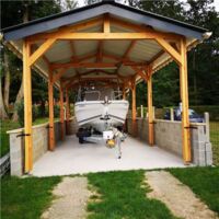 Abri Deux Pentes, 450cmx1250cm, Bois DOUGLAS Français, Carport, Auvent, Abri Camping-car