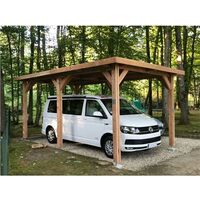 Abri Toit Plat, 350cmx600cm, Bois DOUGLAS Français, Carport, Auvent, Abri voiture