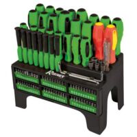 Ribimex – Coffret de tournevis 101 pièces – Embouts pour vis à tête cruciforme et plate – Support de rangement inclus – Pour travaux d'atelier