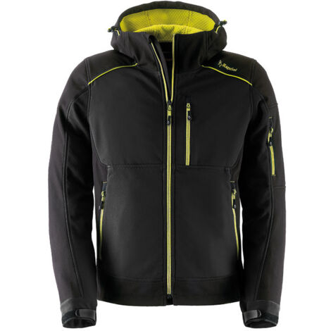 Kapriol – Giacca softshell de travail noire M – Tissu micropolaire respirant et imperméable – Capuche réglable et poches zippées