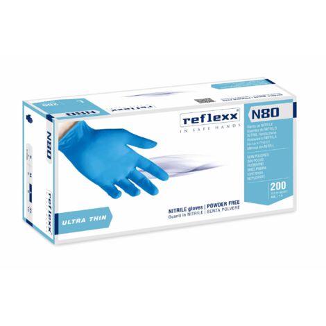 Gants de travail en nitrile ultra fins Reflexx N80B - L - Bleu ciel