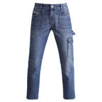 Kapriol â Pantalon de travail jeans stretch 310g/mÂČ â 2 poches avant â Coutures renforcĂ©es aux genoux â Ajustement taille avec velcro