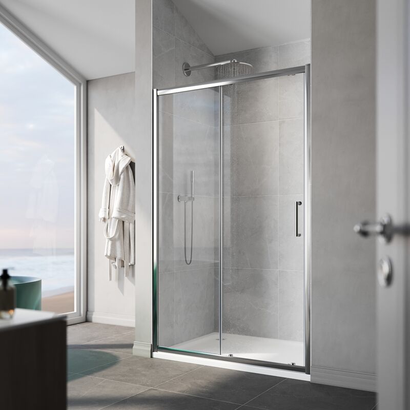 1200mm Frameless Sliding Shower Door 8mm Thick Glass Modern Bathroom ...