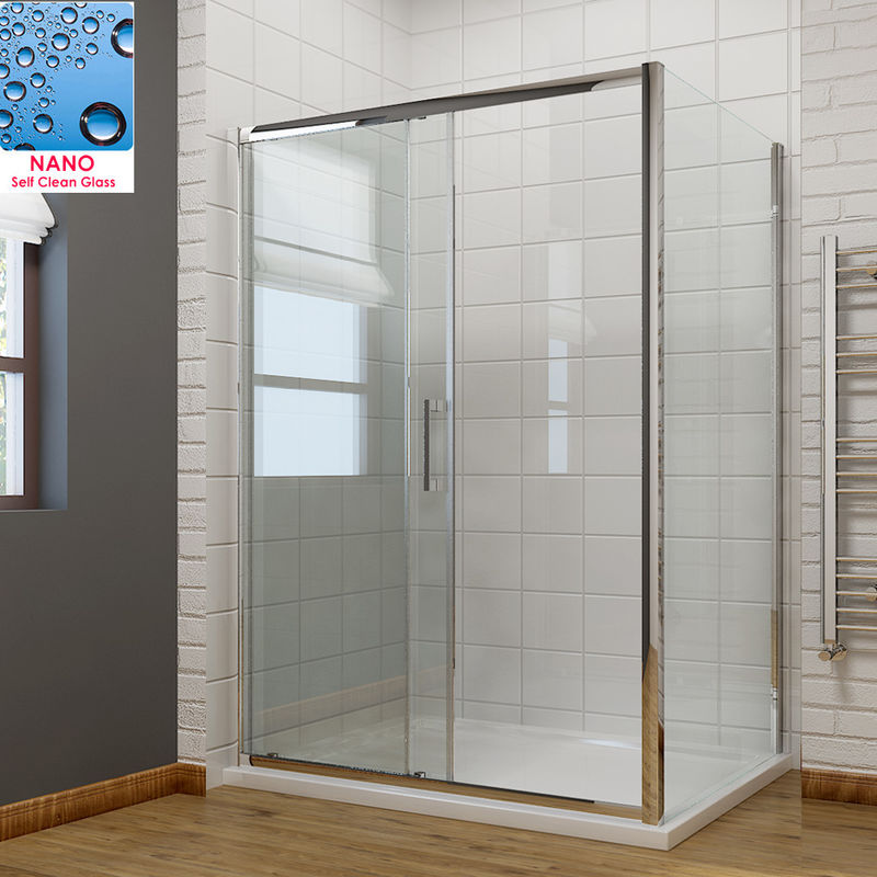 Aica 1100x1900mm Sliding Shower Door 6mm Safety Glass Screen Chrome Framed Shower Enclosure Cubicles 