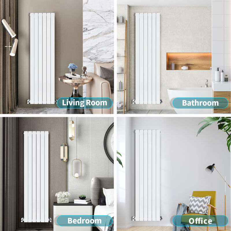 ELEGANT Designer Vertical Radiator 1800x304mm Flat Panel Rad Double Column  Central Heating, White