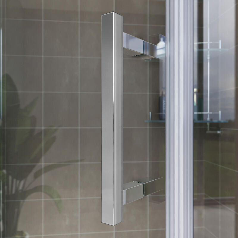 ELEGANT 900x900mm Semi-Frameless Pivot Shower Enclosure with Tray 8mm Tempered Glass Corner Shower Cubicle Door 900x900mm with Tray 