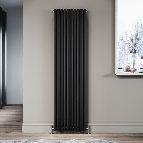 ELEGANT 1800 x 490mm Vertical Radiator Matte Black Oval Rad Modern ...