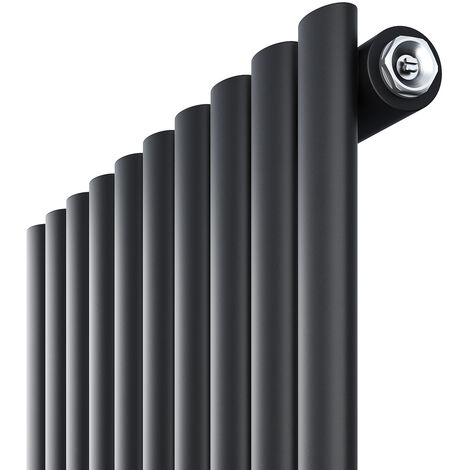 ELEGANT 600 x 1176mm Modern Designer Radiator Matte Black Oval Rad High ...