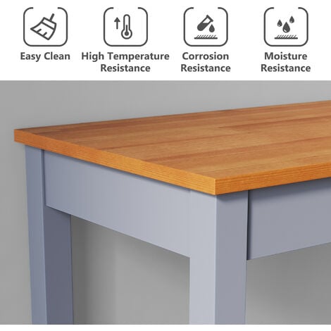 ELEGANT Dining Bar Set-1 Table and 2 Chairs Solid Wooden Bar Table Set for Dining Room 1170 x 590 x 195mm, Honey/Grey Natural Pine