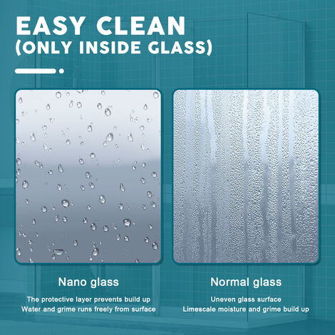 ELEGANT 800mm Walk In Shower Enclosure 8mm Easy Clean Glass Wetroom Shower Screen Panel