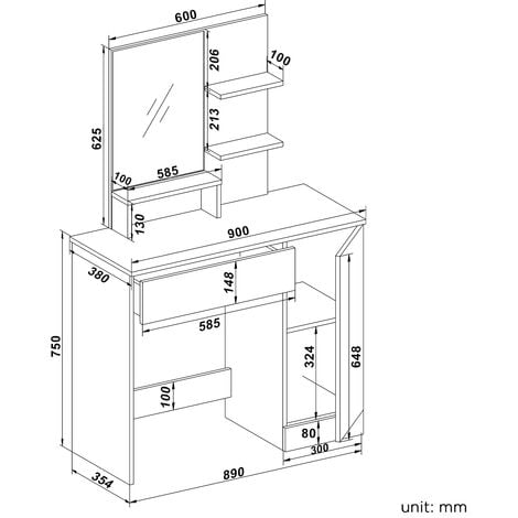 ELEGANT Dressing Table, Vanity Makeup Desk Set with Adjustable 3 Color LED Lights, Open Shelves, Closed Storage and Stool