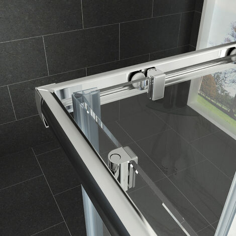 ELEGANT 1000 x 800 mm Sliding Doors Corner Entry Shower Enclosure 6mm Toughened Safety Glass Polished Aluminium Frame Screen Cubicles