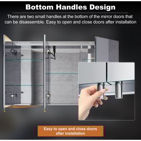 ELEGANT Bathroom Cabinet with Shaver Socket Bathroom Mirror Cabinet, Demister Pad + 3 Lighting Modes Dimmable LED Illumiated 1000x600mm