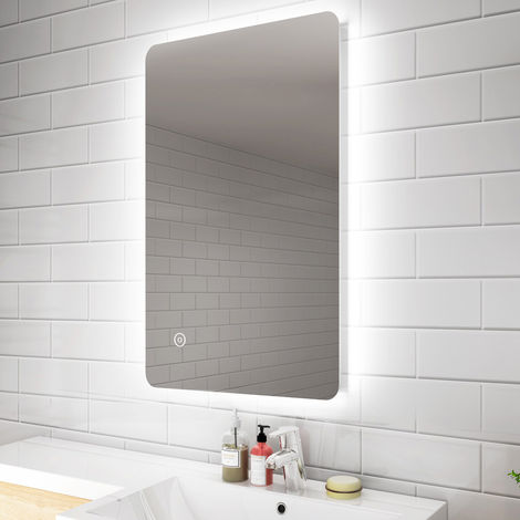 Elegant 800 X 500mm Backlit Led Illuminated Bathroom Mirror With Light Sensor Demister - Light Up Bathroom Wall Mirror