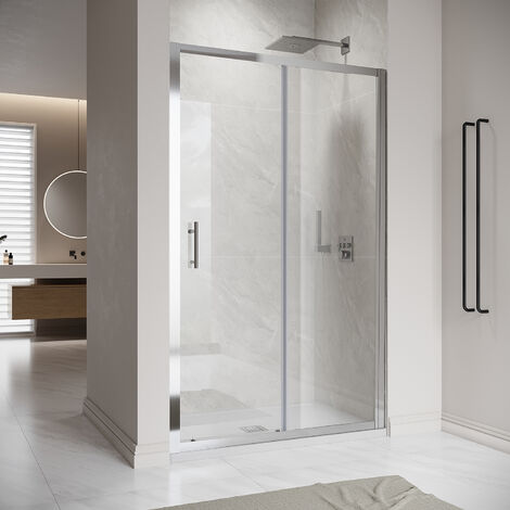 1200x800mm, 6mm Tempered Glass, Aluminium Frame, Sliding Shower Door Modern Bathroom with SMC Tray + Waste Trap