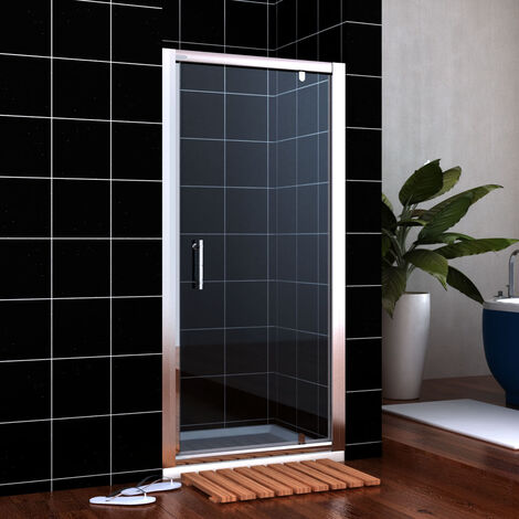 ELEGANT 800mm Pivot Hinge Shower Door with 800x1000mm Rectangular SMC Tray and Waste Trap (1/5)