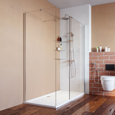 760+900mm Shower Screen, 6mm Tempered Toughened Glass with 300mm Return Panel + 900x1200mm SMC Tray and Waste Trap (1/5)