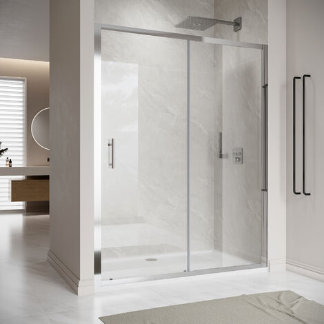 1200x900mm, 8mm Easy Clean Glass, Dual Aluminium frame, Sliding Shower Door Modern Bathroom with SMC Tray + Waste Trap