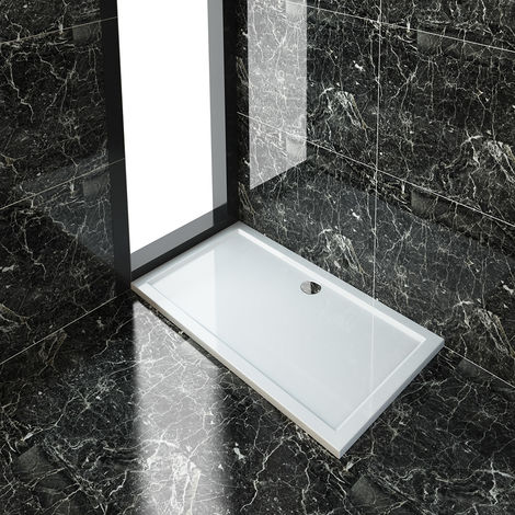ELEGANT Rectangular 1400 x 900 x 40 mm Stone Tray for Shower Enclosure Cubicle Waste Trap 