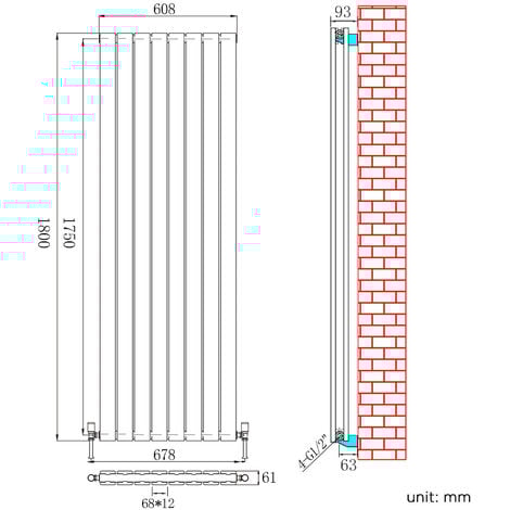 ELEGANT High Heat Output Radiator 1800x608mm White Double Flat Panel Tall Upright Central Vertical Radiators