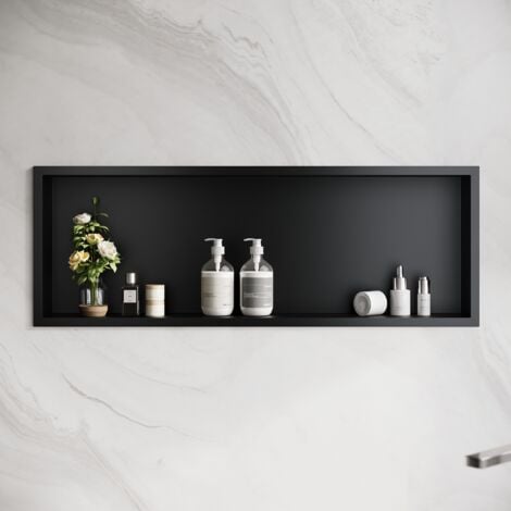 ELEGANT Shower Caddies 304 Stainless Steel Shower Niche, Wall-Inserted Niche, Black Sealed Waterproof Rust-Resistant Modern Design 90x30x10cm