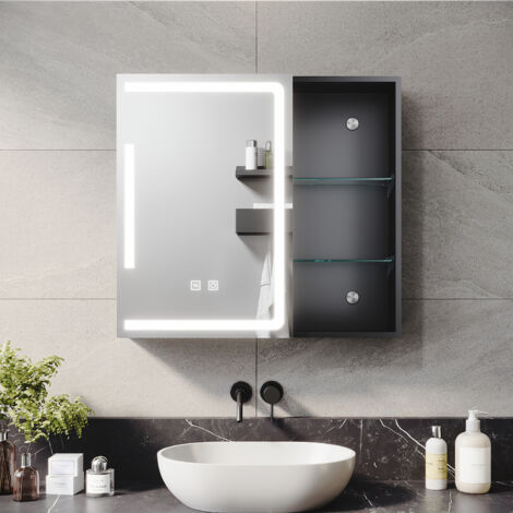 ELEGANT Bathroom LED Mirror Cabinet with Shaver Socket Demister 3 ...