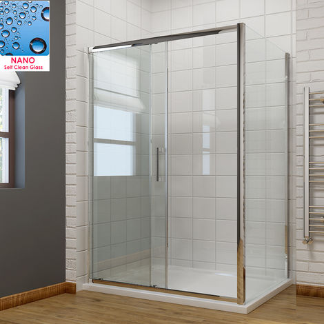 AICA NEW 6/8mm Sliding Shower Enclosure Cubicle Door EasyClean Glass Side Panel+Tray 