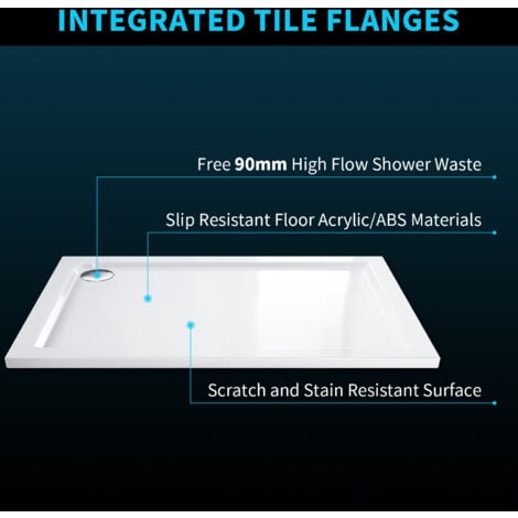 ELEGANT Rectangular 1200 x 760 x 40 mm Stone Tray for Shower Enclosure ...