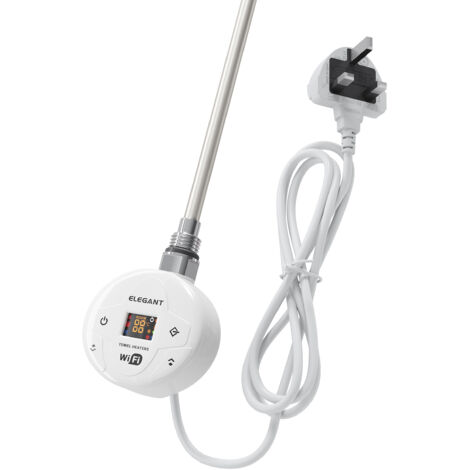 ELEGANT Smart WiFi Thermostatic Electric Heating Element for Towel Rails and Radiators with LED Temperature Display and Timed heating function 500W