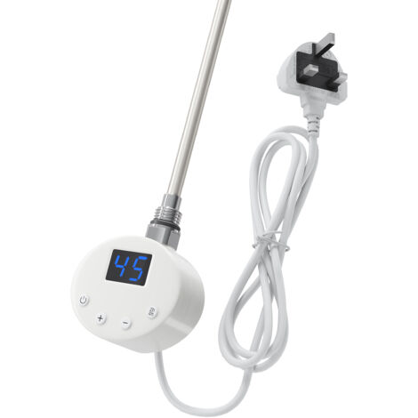 ELEGANT Smart Thermostatic Electric Heating Element for Towel Rails and Radiators with LED Temperature Display White 600W
