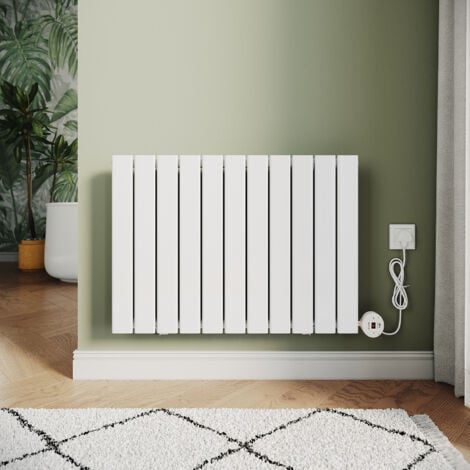 ELEGANT Designer Flat Panel Smart WiFi Thermostatic Electric Radiator Vertical Horizontal Wall Mounted Heater No Plumbing 800W White 630x832mm