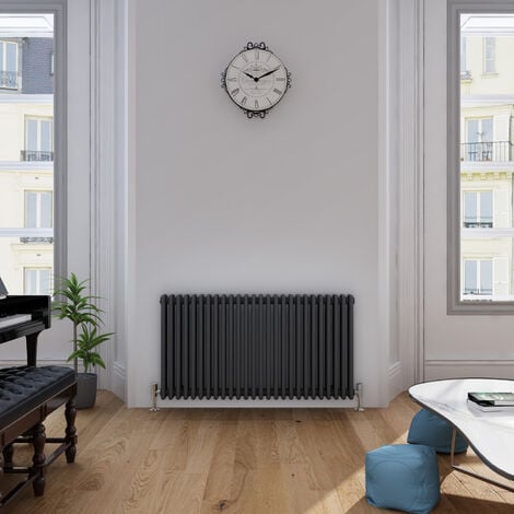 ELEGANT Traditional Radiator Anthracite Triple Horizontal Cast Iron Grey Radiator - Perfect for Kithcen, Living Room, Bathroom Radiators 3 Column 600 x 1190 mm
