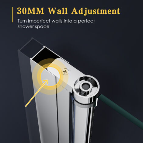 Rinse 800mm Bifold Shower Door 6mm Clean Glass Shower Enclosure Reversible Folding Shower Cubicle Door Matte Black Frame - View #5