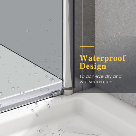 Rinse 800mm Bifold Shower Door 6mm Clean Glass Shower Enclosure Reversible Folding Shower Cubicle Door Matte Black Frame - View #6