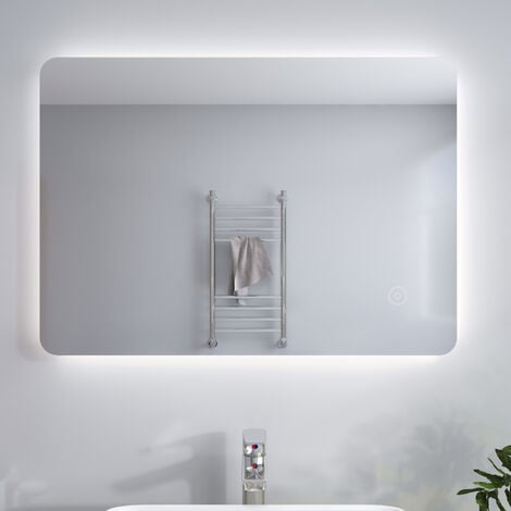 ELEGANT Bathroom Mirror Vertical Horizontal Wall Mounted Mirror Backlit Illuminated LED Mirror with Touch Sensor.700x500mm