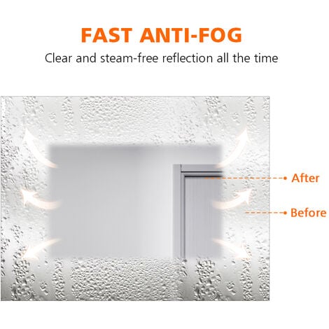 ELEGANT Horizontal Vertical Wall Mounted Bathroom Mirror 4mm Copper-Free Mercury Illuminated Mirror 1000x600mm with Demister and Sensor IP44 Rated
