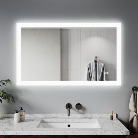 ELEGANT Modern LED Illuminated Bathroom Mirror 1000 x 600 mm Demister and Sensor IP44 Rated