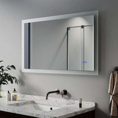 ELEGANT Modern LED Illuminated Bathroom Mirror 1000 x 600 mm Demister and Sensor IP44 Rated