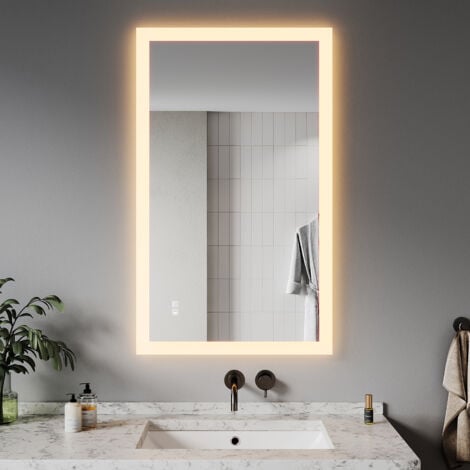 ELEGANT Modern LED Illuminated Bathroom Mirror 1000 x 600 mm Demister and Sensor IP44 Rated