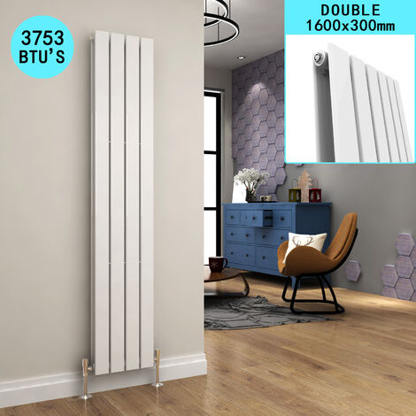 ELEGANT White Vertical Radiator Designer Central Heating Rad 1600x300mm Double Panel Radiator