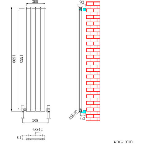 ELEGANT White Vertical Radiator Designer Central Heating Rad 1600x300mm Double Panel Radiator
