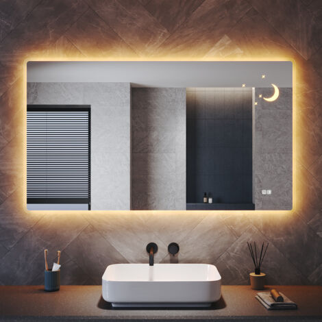 ELEGANT Bathroom LED Mirror with Shaver Socket Anti-Fog and 3 Lighting Modes, Moon-Star Design 1400x800mm