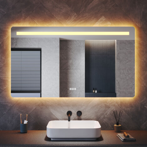 ELEGANT Bathroom LED Mirror with Shaver Socket Anti-Fog and 3 Lighting Modes Double Light Strips, Square 1400x800mm