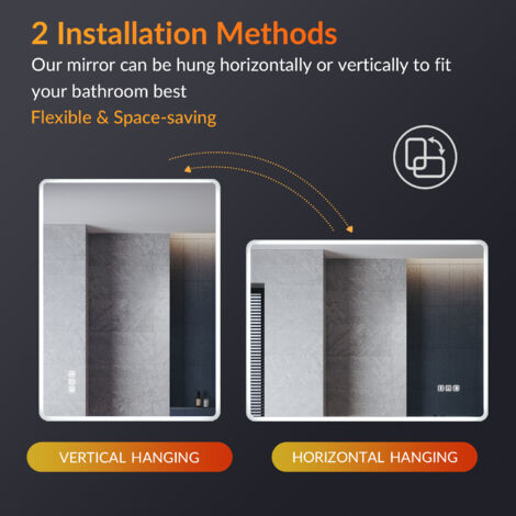 ELEGANT Bathroom LED Mirror with Shaver Socket Bluetooth Anti-Fog and 3 ...